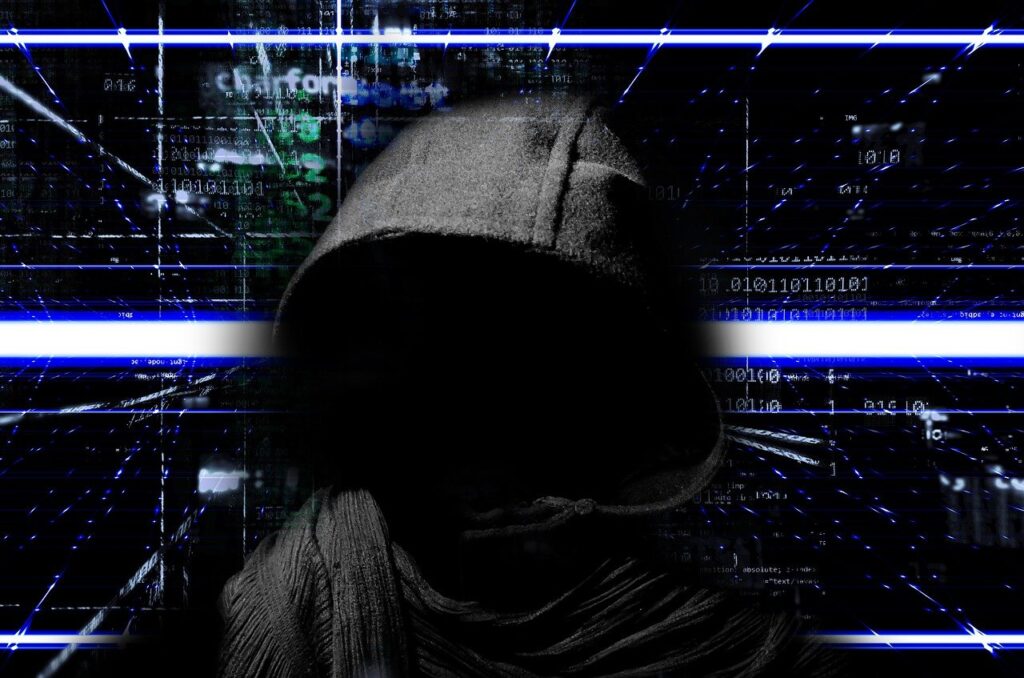 A hacker with a hidden face
