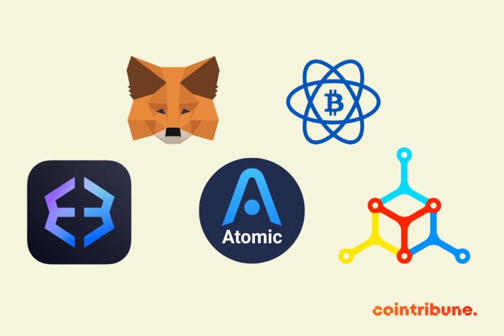 Logos of the best Bitcoin hot wallets