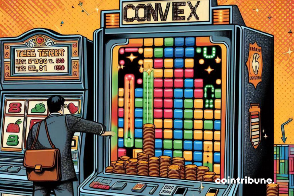 Gains d'un investisseurs devant une machine à sous avec mention "Convex"