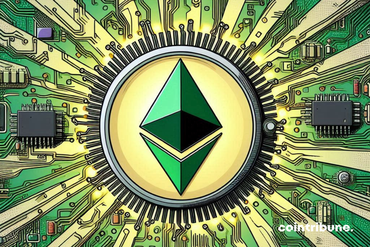 Circuit intégré et logo d'Ethereum