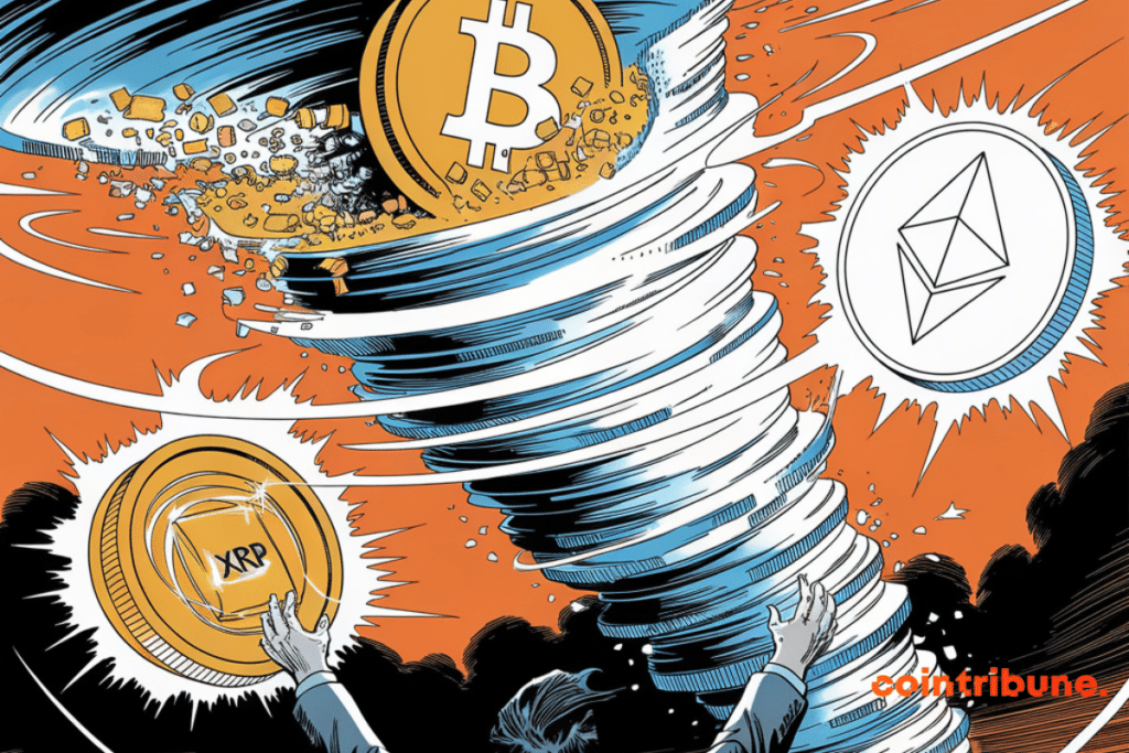 Tornado y monedas bitcoin, ether y XRP