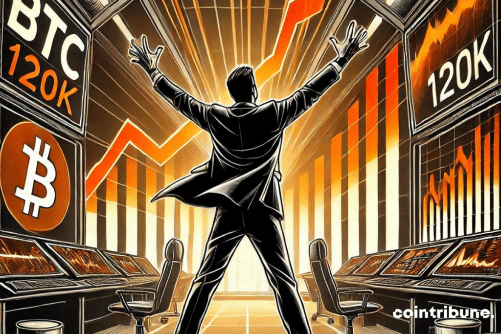 Un operador se regodea con las cifras que sitúan el Bitcoin en 120.000 dólares