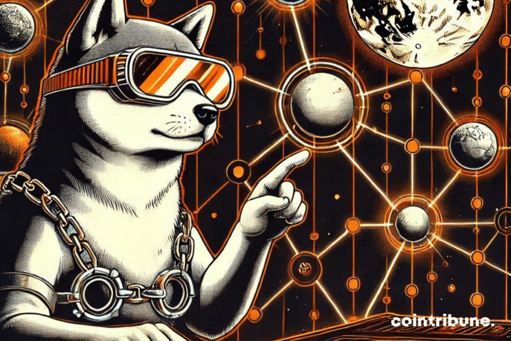 Illustration d'un Shiba Inu opérant pour l'interopérabilité des chaînes