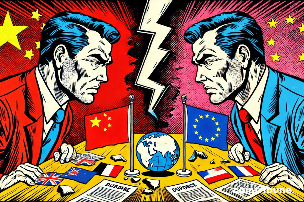 Two negotiators representing China and Europe face to face in a climate of tension.