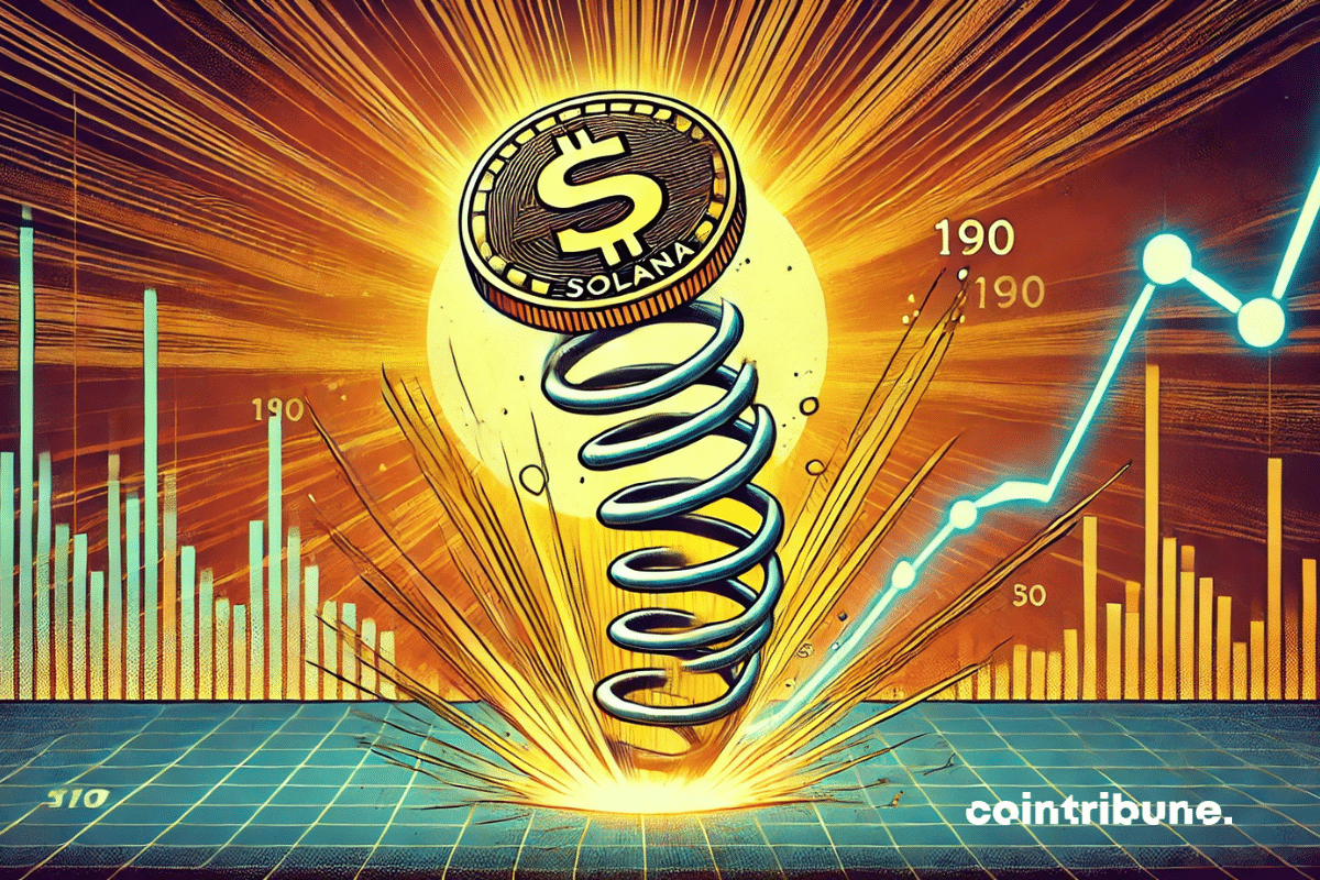 Illustration of a Solana at $190 rebounding