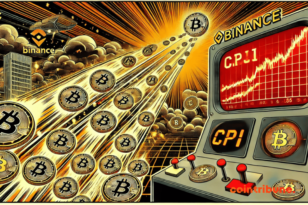 Ilustración de una afluencia masiva de bitcoin en Binance