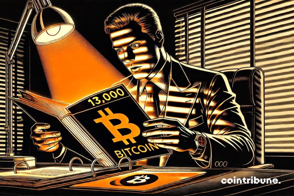 El representante de Strategy, Michael Saylor, mirando el registro con 13.000 inversores en bitcoin.