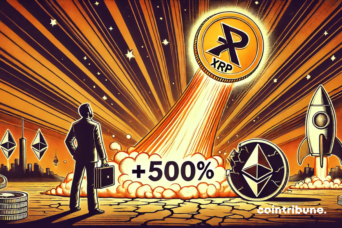 A crypto investor admiring the meteoric rise of XRP.