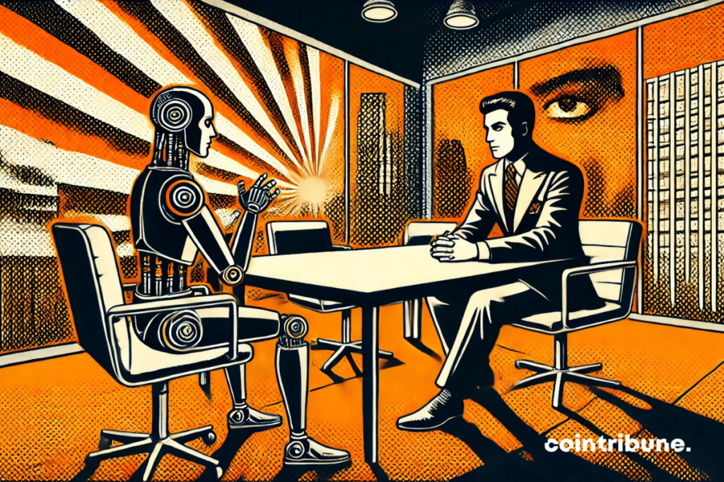 A dialogue with an AI-animated humanoid.