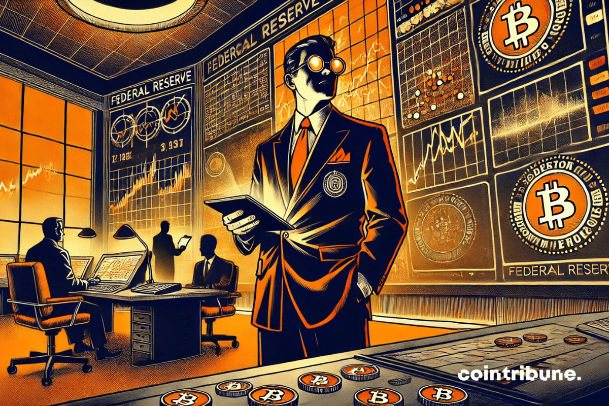 Uma sala de monitoramento ultramoderna onde o Fed observa de perto a atividade cripto dos bancos.