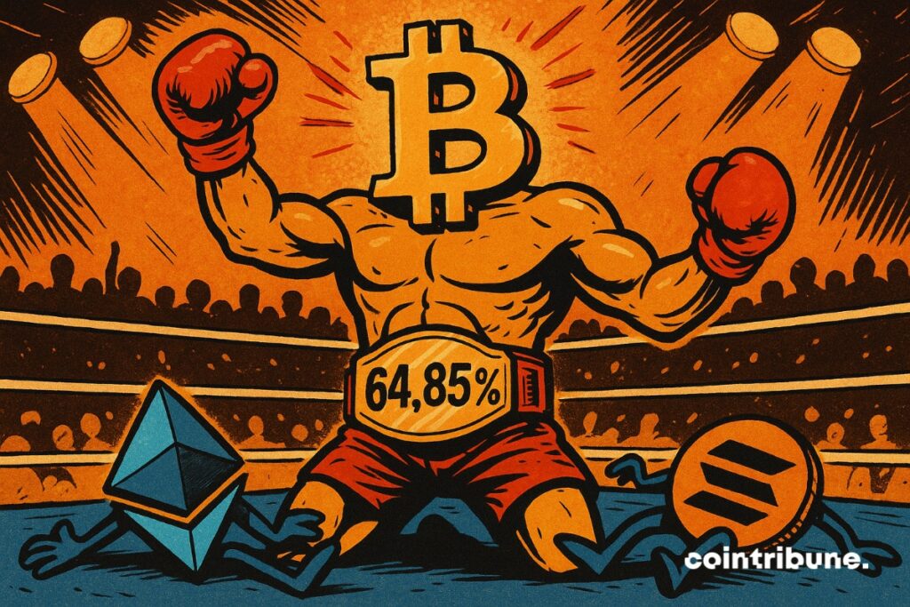 Bitcoin gana el anillo con una ventaja del 64,85% sobre las altcoins Ethereum y Solana, que no dejan respirar.