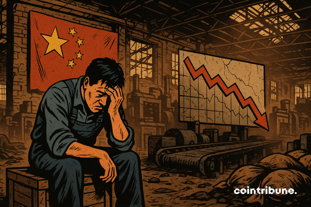 Inside a vast empty factory in China, pale light streaming through shattered windows.