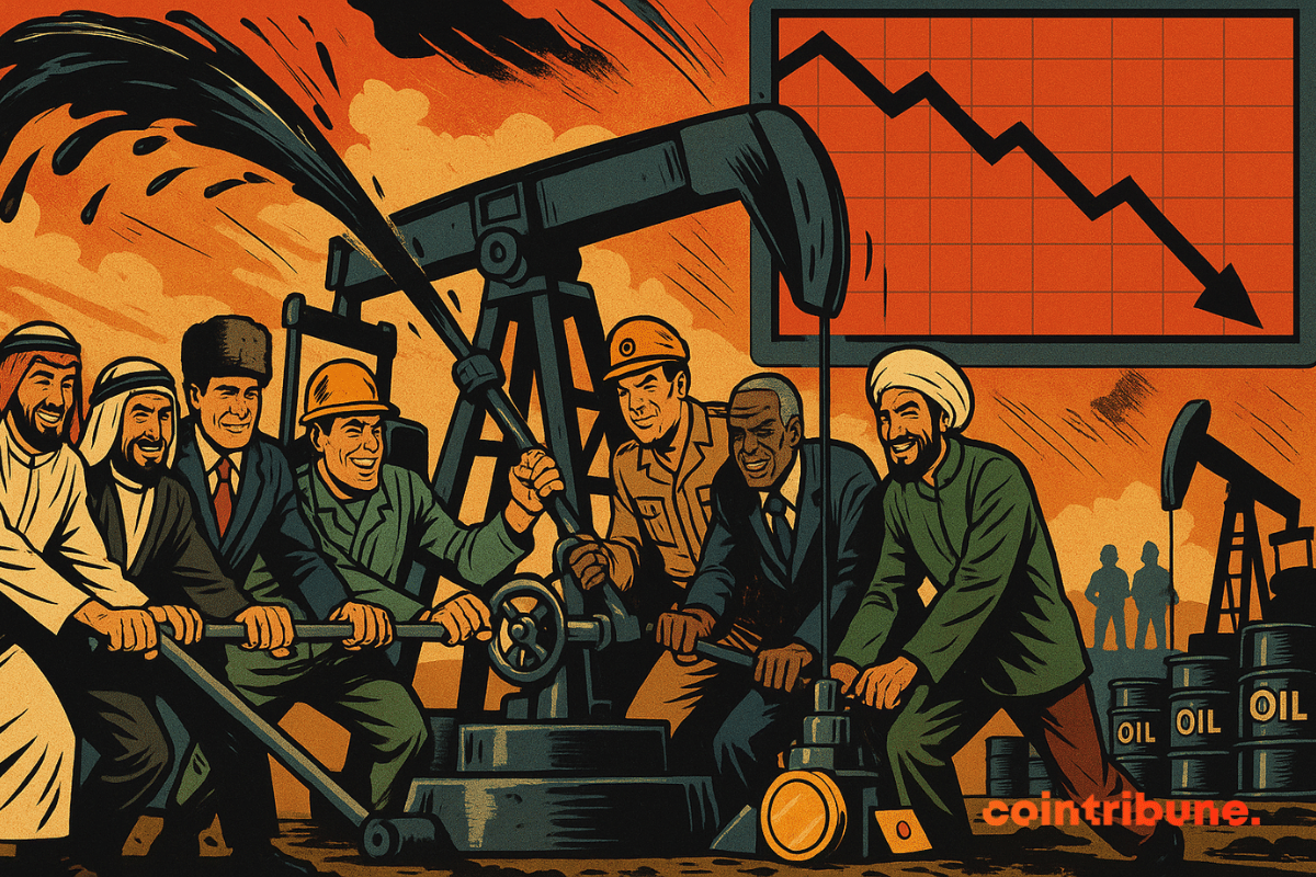 Eight figures symbolically representing 8 OPEC+ countries