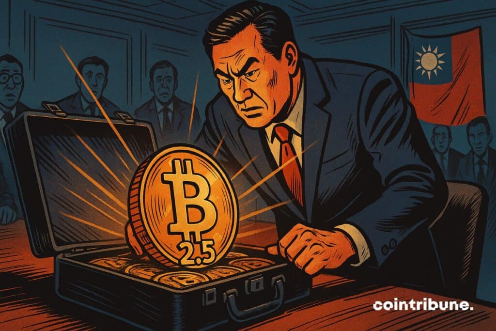 Un funcionario en Taiwán presenta un maletín lleno de Bitcoin (BTC) para ser utilizado como reserva.