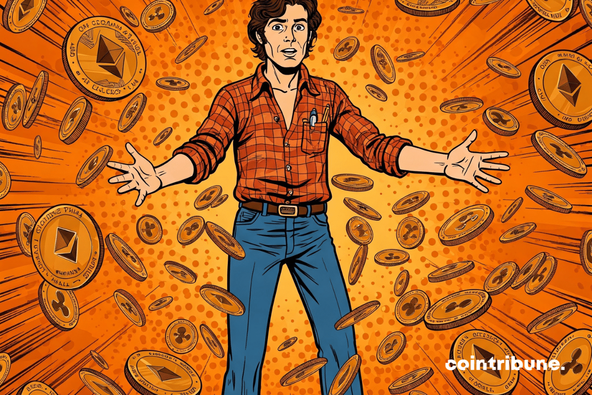 A crypto trader surrounded by altcoins