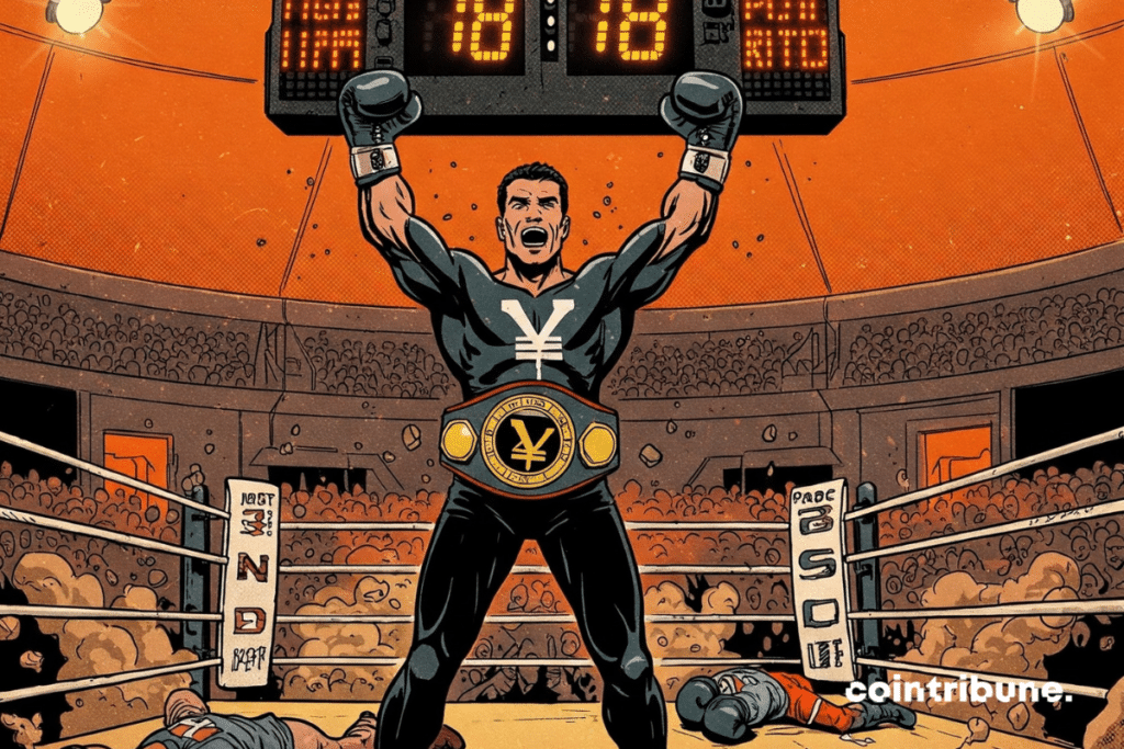 ETF de BlackRock en forma de luchador musculoso, con los brazos en alto tras una victoria