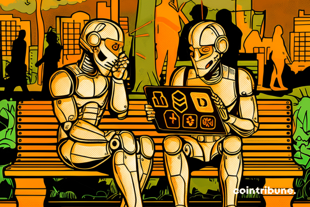 An urban park where two AIs talk to each other