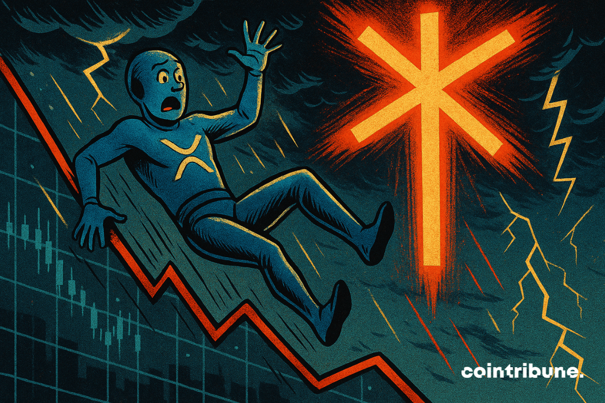 An anthropomorphic figure representing the crypto XRP