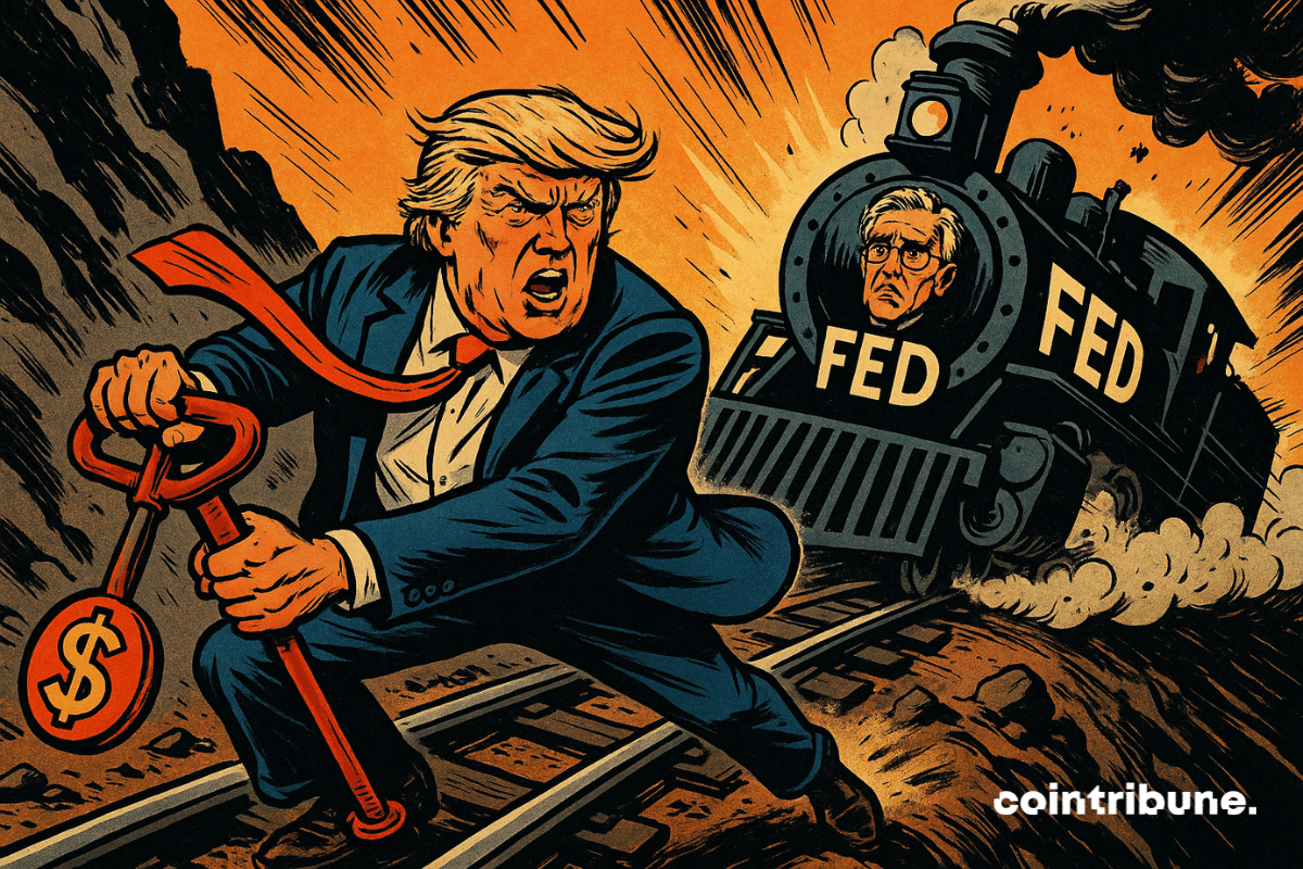 Trump brakes a "FED" train speeding down a slope.