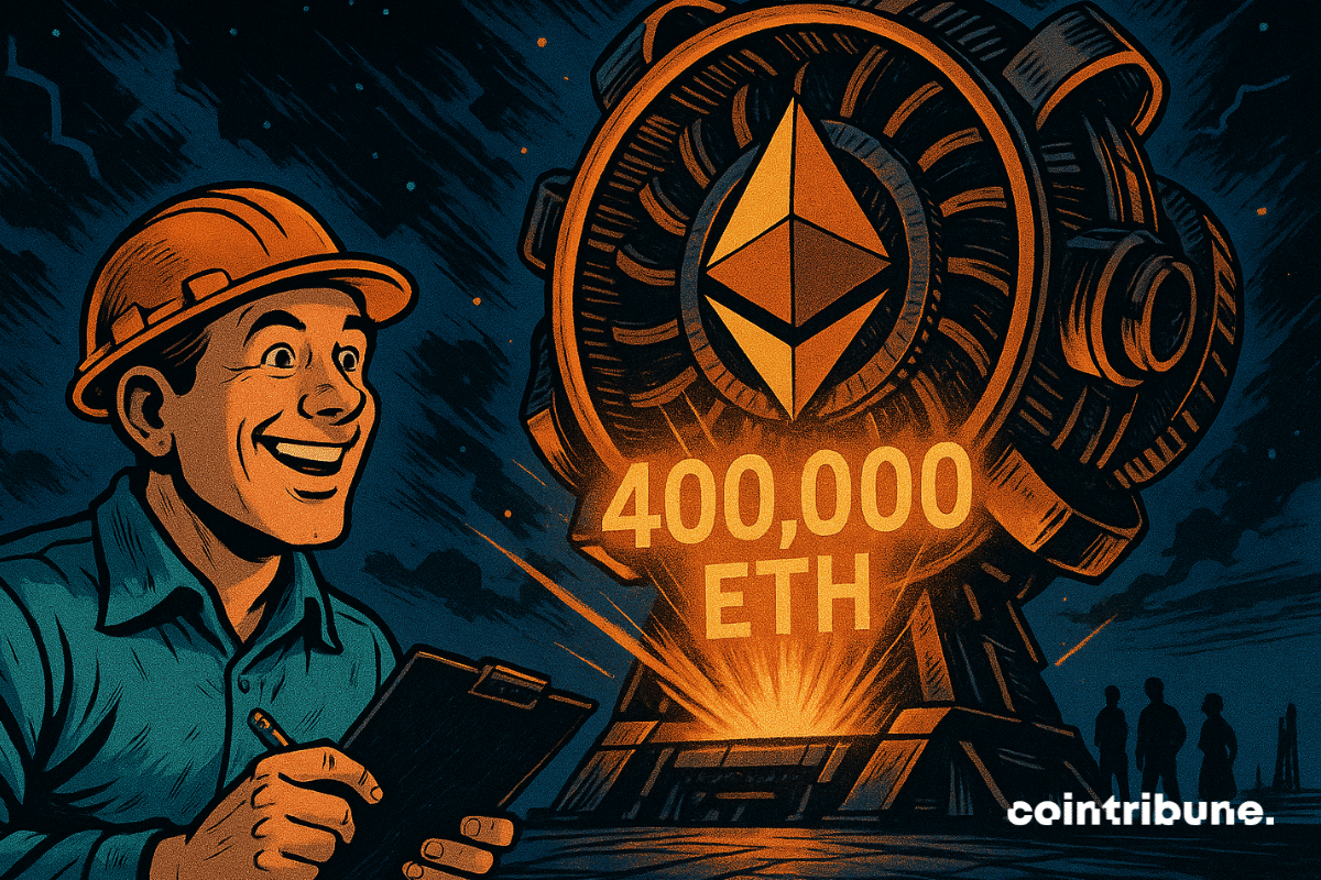 An Ethereum user watching the launch of a glowing Ether Machine goes live with 400,000 ETH.