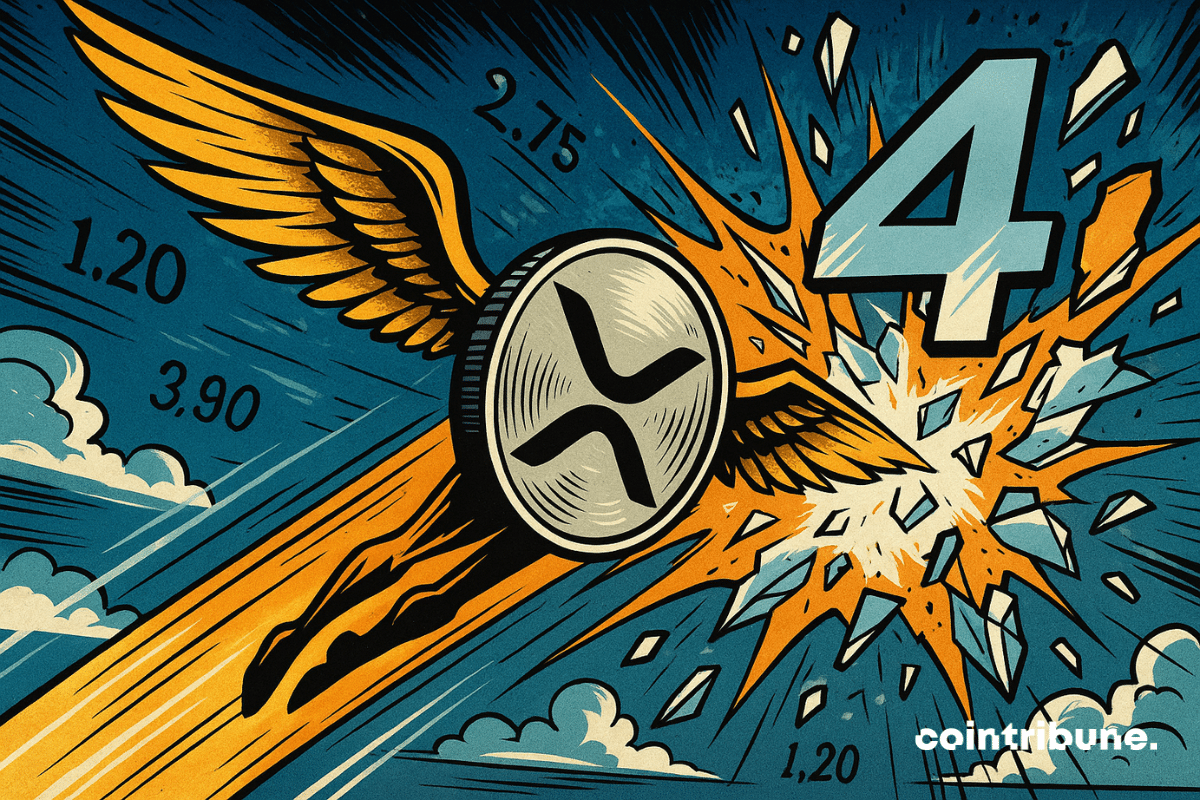 The winged XRP crypto breaking through the $4 wall.