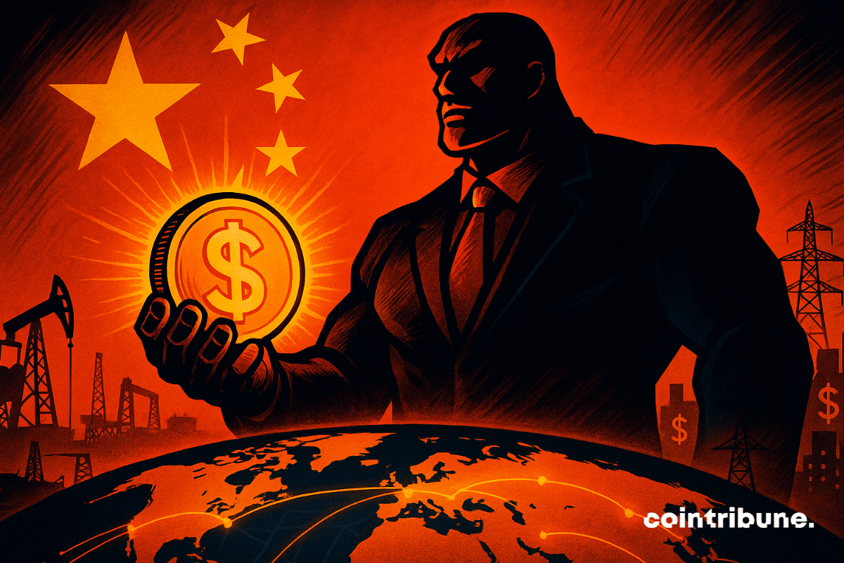 Chinese energy titan holds stablecoin over globe, hinting at cross-border crypto trade.