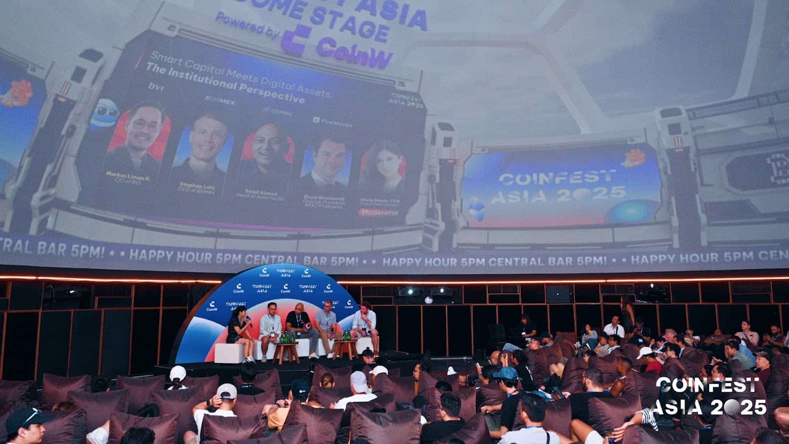 Coinfest Asia 2025 conference in Bali with a panel of speakers and hundreds of attendees, presented as the world’s largest crypto festival.