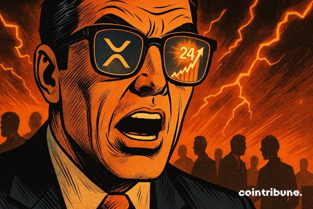 A crypto investor with reflective glasses