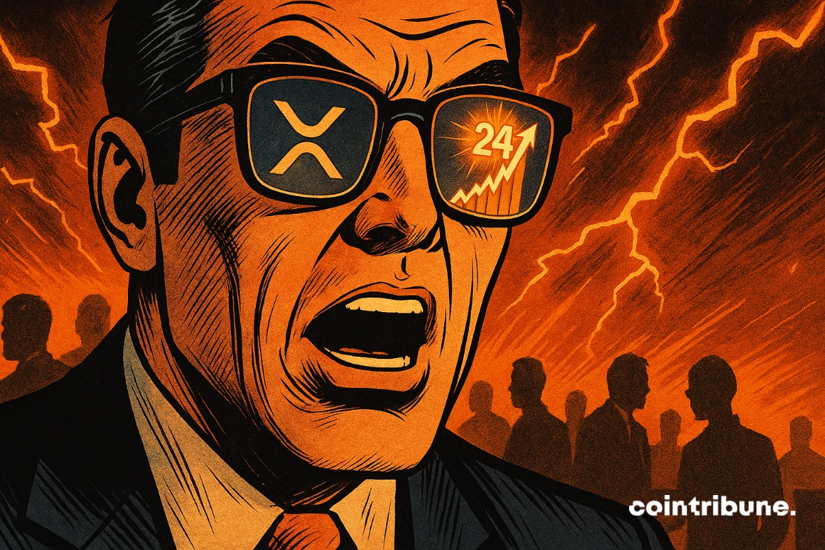 A crypto investor with reflective glasses