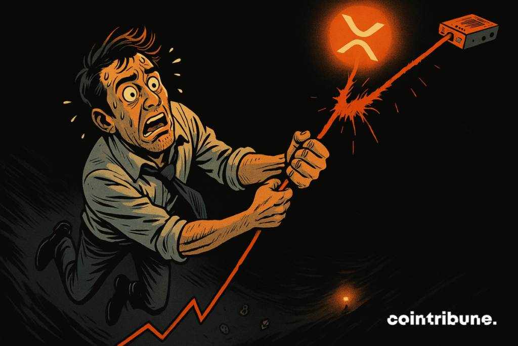 A crypto investor hanging by a thread on the XRP chart.