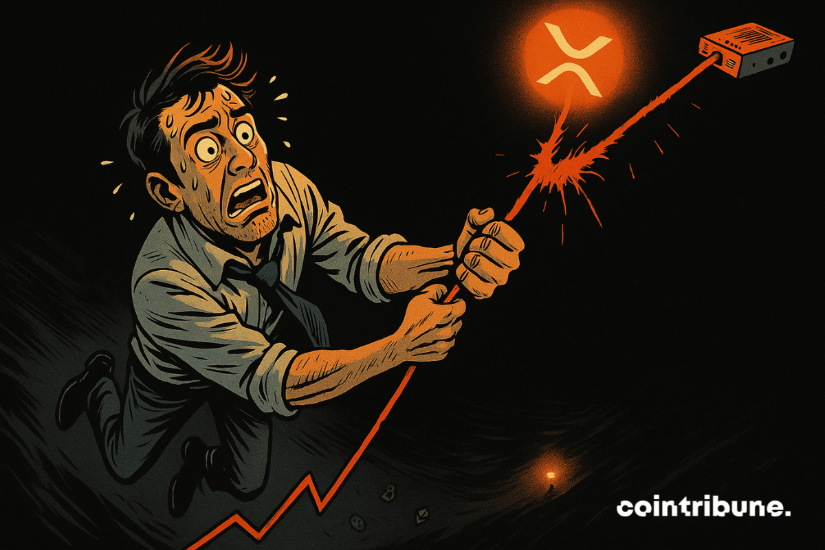 A crypto investor hanging by a thread on the XRP chart.