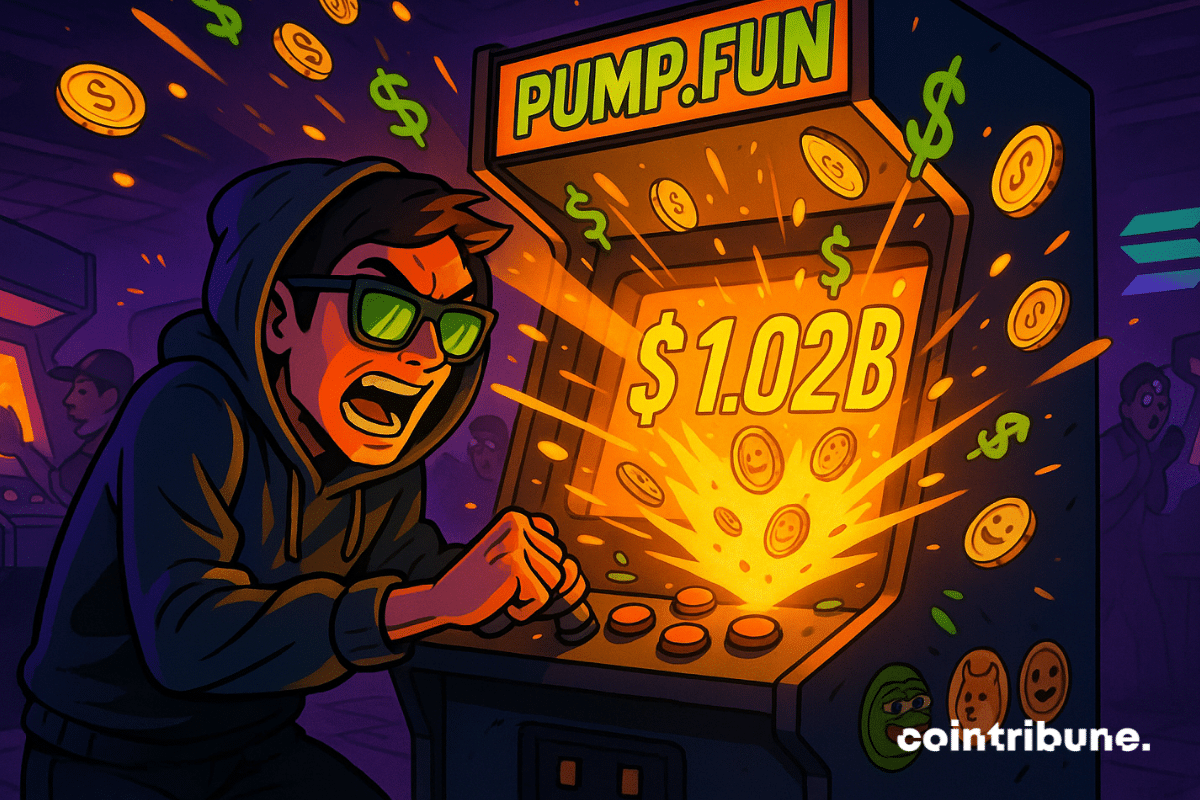 L'arcade Pump.fun explose avec « 1,02 milliard de dollars » alors qu'un trader de crypto excité appuie sur les boutons.